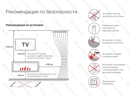 Встроенный биокамин Lux Fire Фронтальный 700 М по цене 54 890 руб.